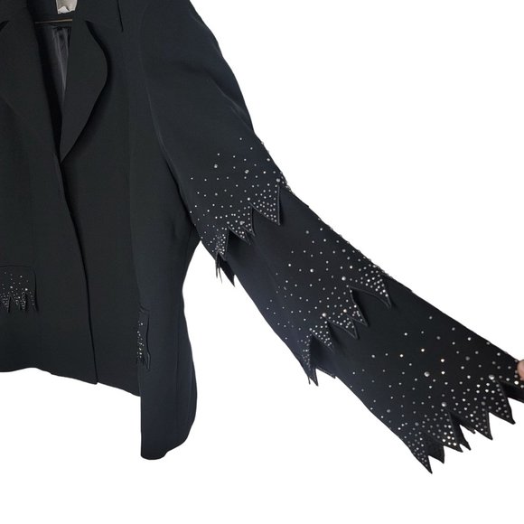 Promise New York vintage black witchy sparkle rhinestone rocker blazer jacket 20 - Picture 4 of 14